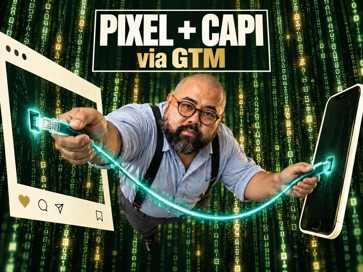 ที ถือสายเชื่อมระหว่างโพสต์กับมือถือ ข้อความ PIXEL + CAPI via GTM