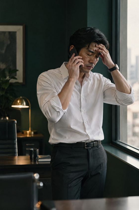 เจ้าของธุรกิจคุยโทรศัพท์ด้วยสีหน้ากังวล